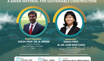 Global Classroom for BAA1432 Subject: Mechanical Properties of Geopolymer Concrete -  A Green Material for Sustainable Construction on 9th December 2023 conducted by Associate Prof. Dr. Chin Siew Choo, FCET, UMPSA 